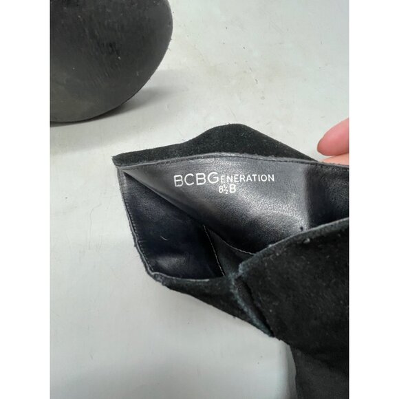 BCBGeneration suede 3" wedge knee high boots black side zip size 8.5 B READ - Picture 9 of 9